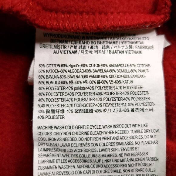 Vans Womens Crop Hoodie Small Red Long Sleeve Silver Classic Checkerboard Pocket - Picture 5 of 5